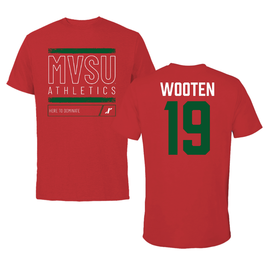 Mississippi Valley State University Volleyball Red Dominate Performance Tee - #19 Taylor Wooten