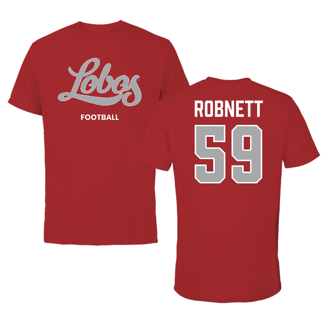 University of New Mexico Football Canvas Red Tee - #59 Kaden Robnett