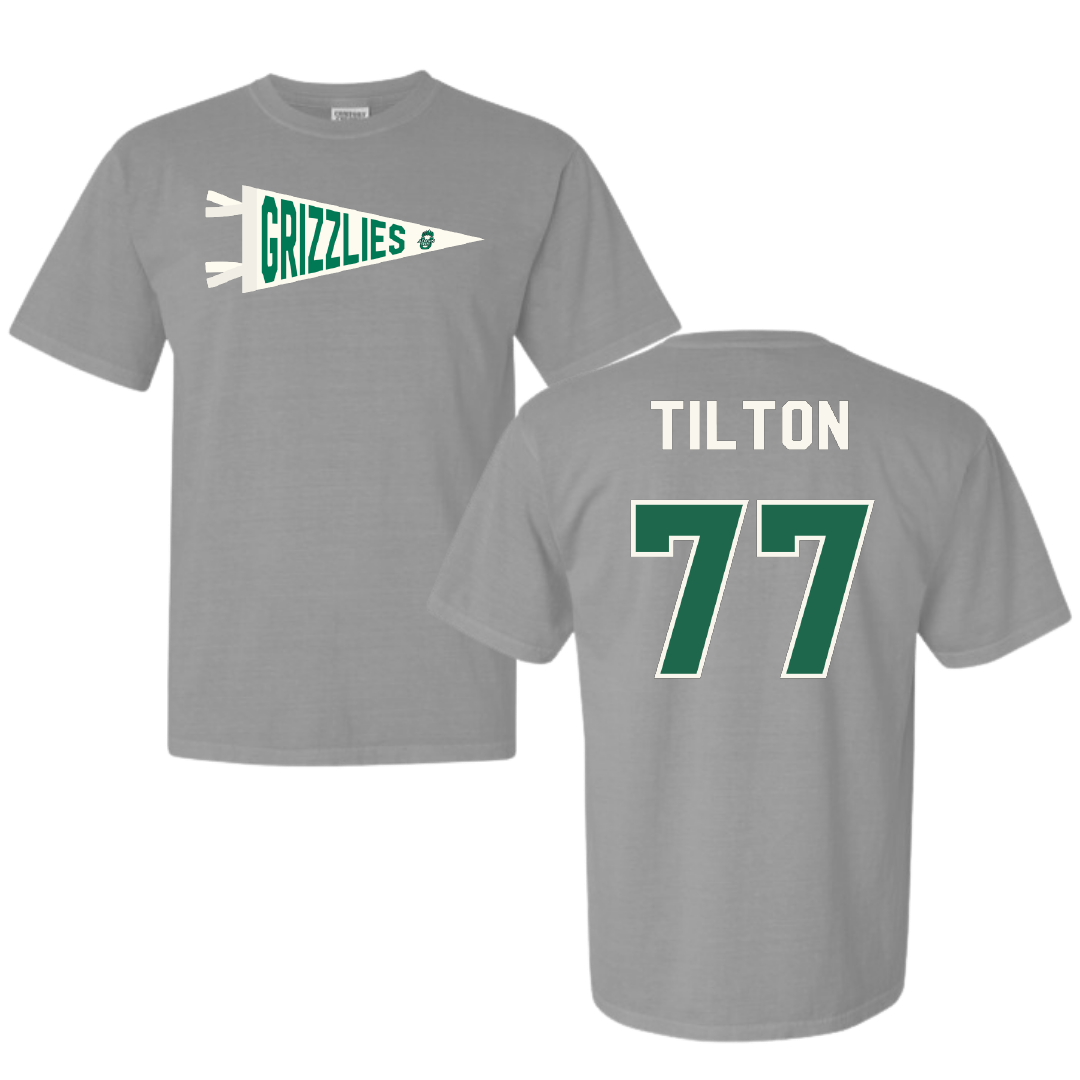 Adams State University Football Light Gray Pennant Comfort Colors Tee - #77 Wyatt Tilton