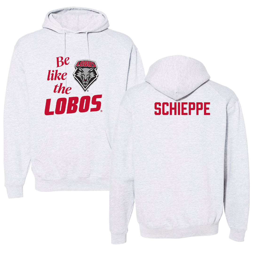 University of New Mexico TF and XC Light Gray Be Like Us Hoodie - Peyton Schieppe