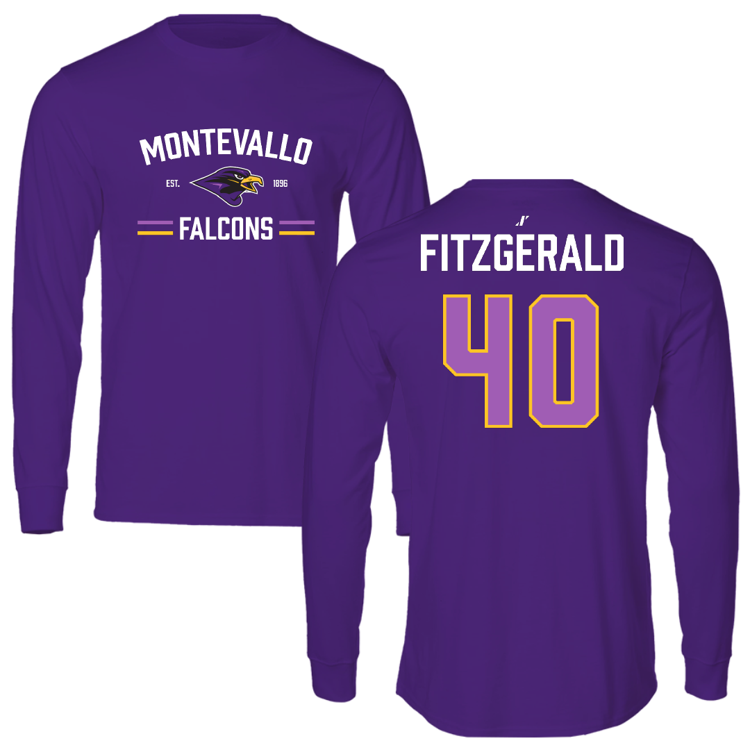 University of Montevallo Baseball Purple General Performance Long Sleeve - #40 Jack Fitzgerald