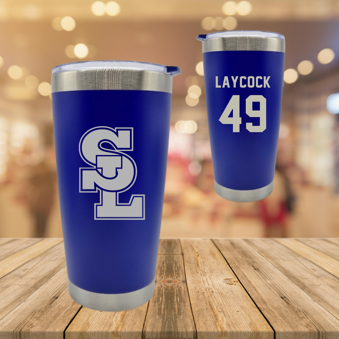 Salt Lake Community College Baseball Blue Stainless Steel Tumbler - #49 Austin Laycock