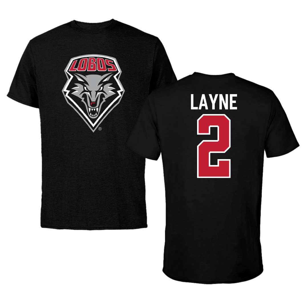 University of New Mexico Football Black Tee - #2 Jack Layne