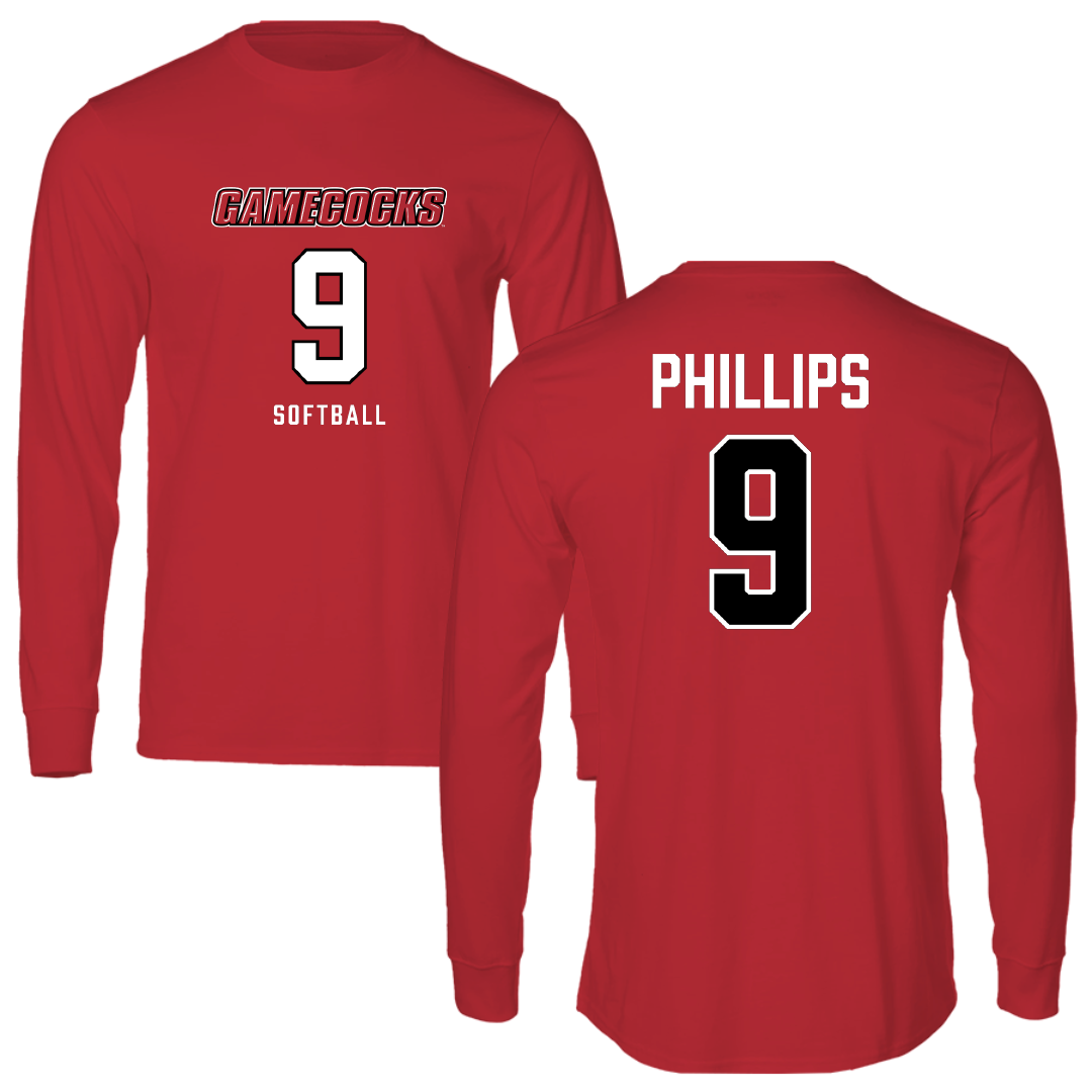 Jacksonville State University Softball Red Long Sleeve - #9 Ashley Phillips