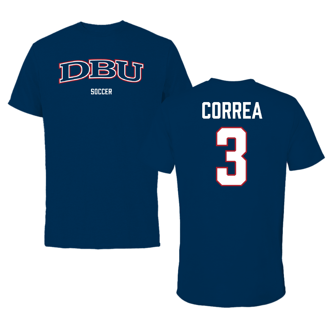 Dallas Baptist University Soccer (M) Navy Performance Tee - #3 Bruno Correa