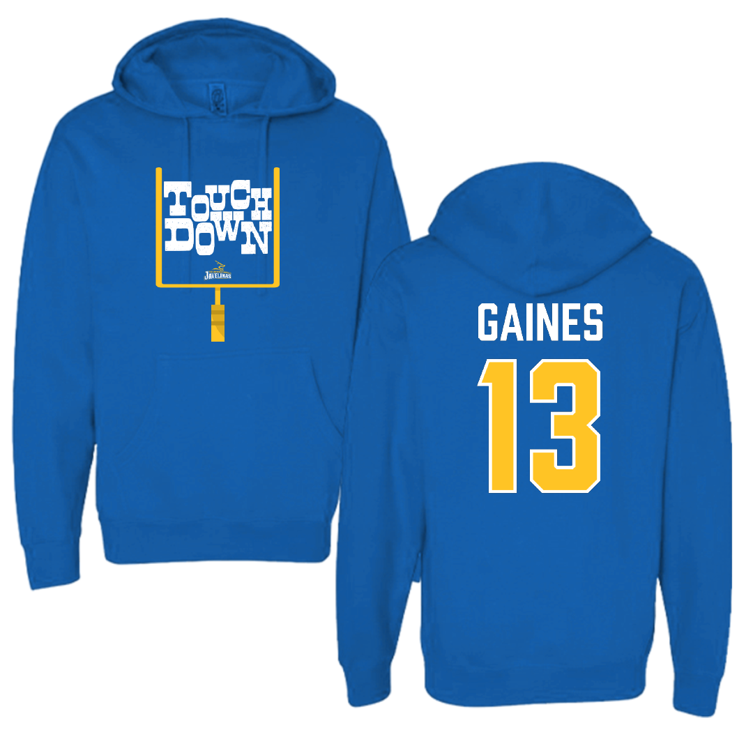 Texas A&M University-Kingsville Football Blue Touchdown Hoodie - #13 Jason Gaines