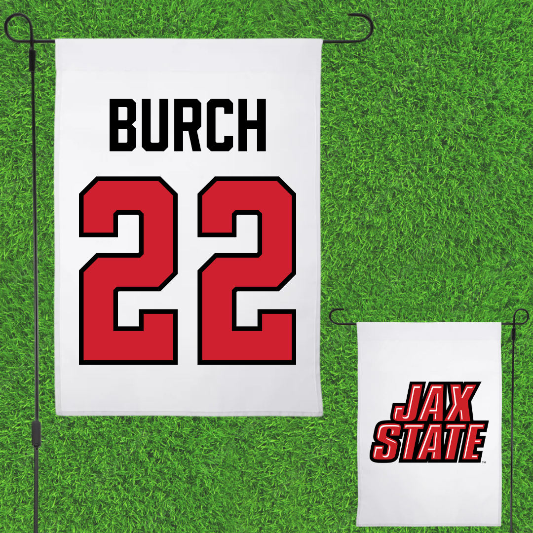 Jacksonville State University Soccer White Garden Flag - #22 Reese Burch