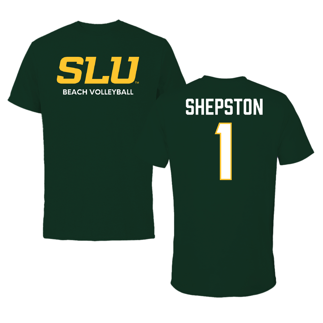 Southeastern Louisiana University Beach Volleyball Forest Green Performance Tee - #1 Maddie Shepston
