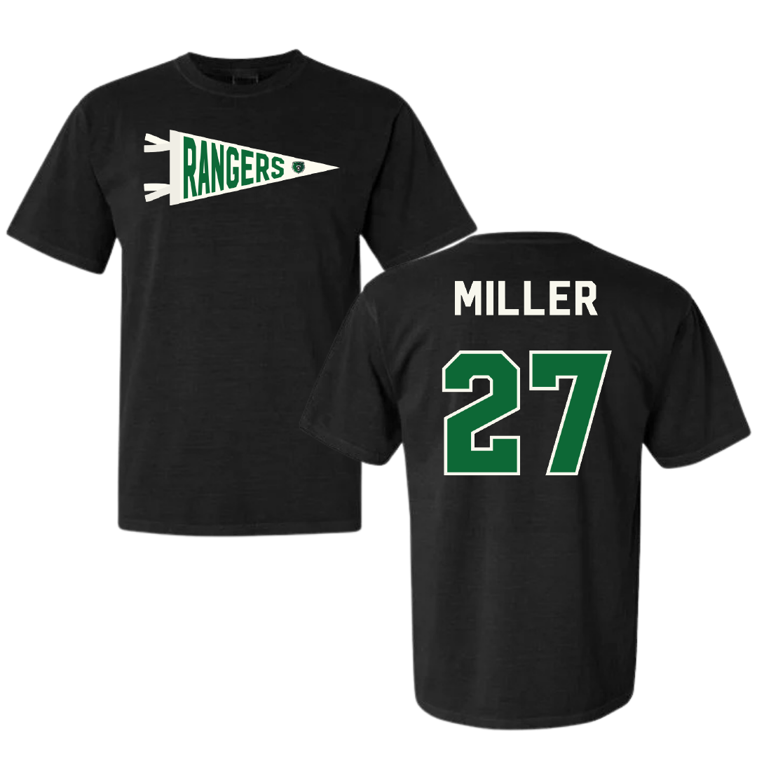 University of Wisconsin-Parkside Baseball Black Pennant Comfort Colors Tee - #27 Brennen Miller