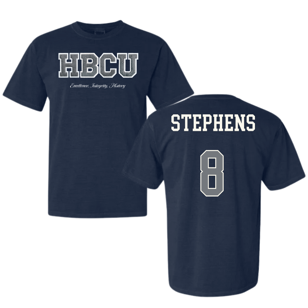 Jackson State University Softball Navy HBCU Varsity Comfort Colors Tee - #8 Mari Stephens