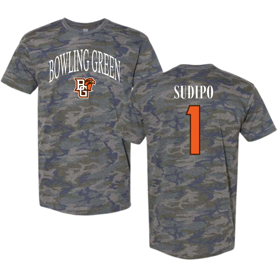 Bowling Green State University Football Vintage Camo Tee - #1 Mateo Sudipo