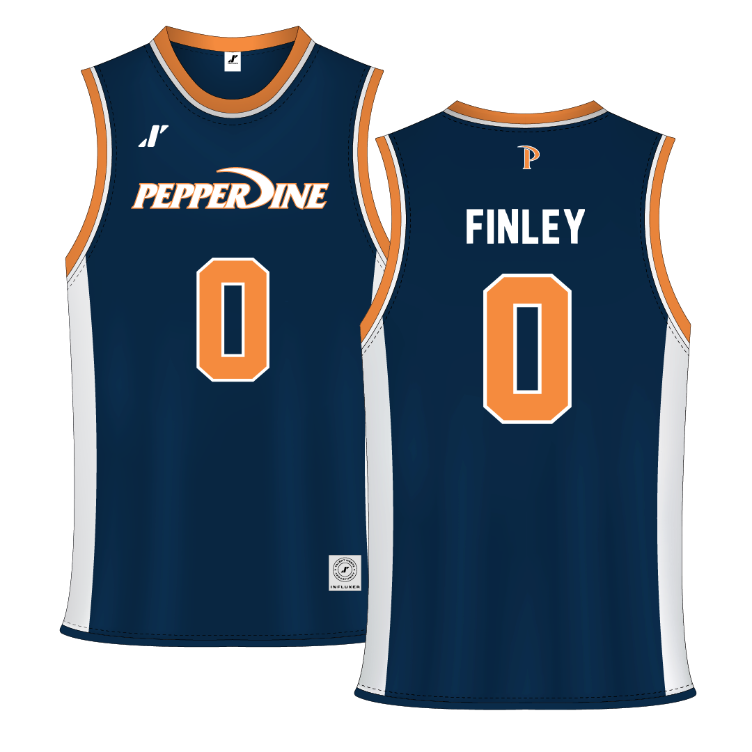 Pepperdine University Blue Basketball Jersey - #0 Ivory Finley