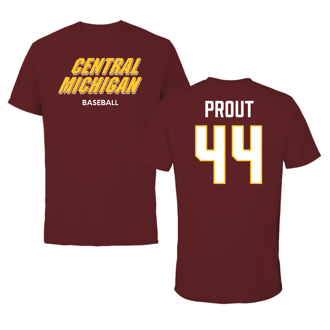 Central Michigan University Baseball Maroon Performance Tee - #44 Cole Prout
