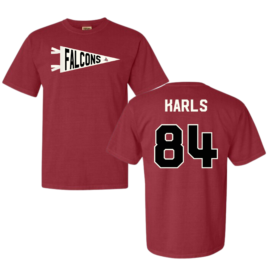 University of Wisconsin-River Falls Football Crimson Pennant Comfort Colors Tee - #84 Andrew Karls