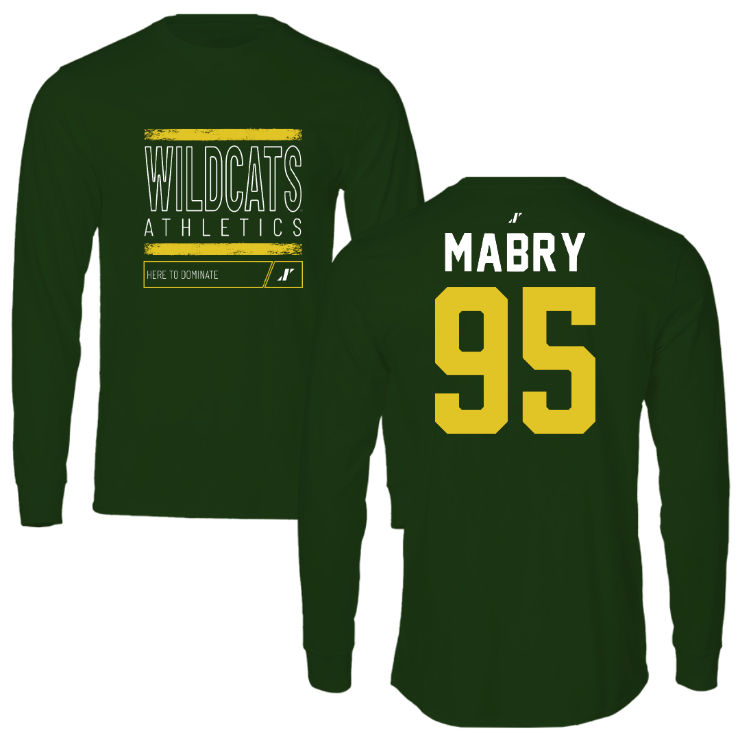 Northern Michigan University Football Forest Green Dominate Performance Long Sleeve - #95 Jhermari Mabry