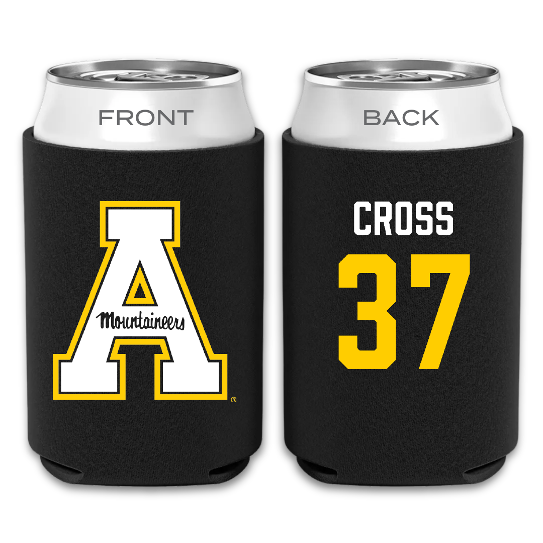 Appalachian State University Baseball Black Mountaineers Can Cooler - #37 Caleb Cross