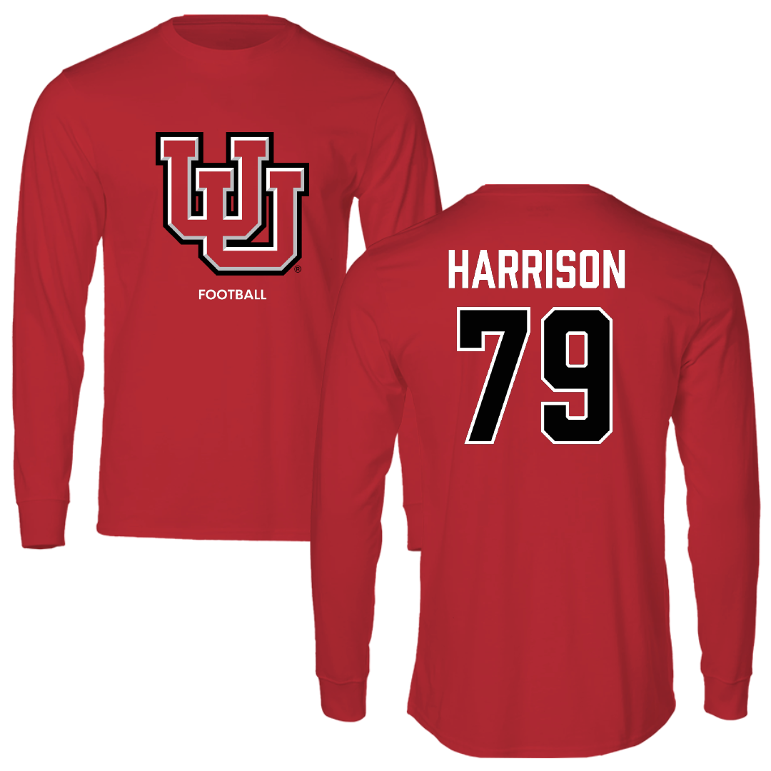 University of Utah Football Red Block Performance Long Sleeve - #79 Alex Harrison