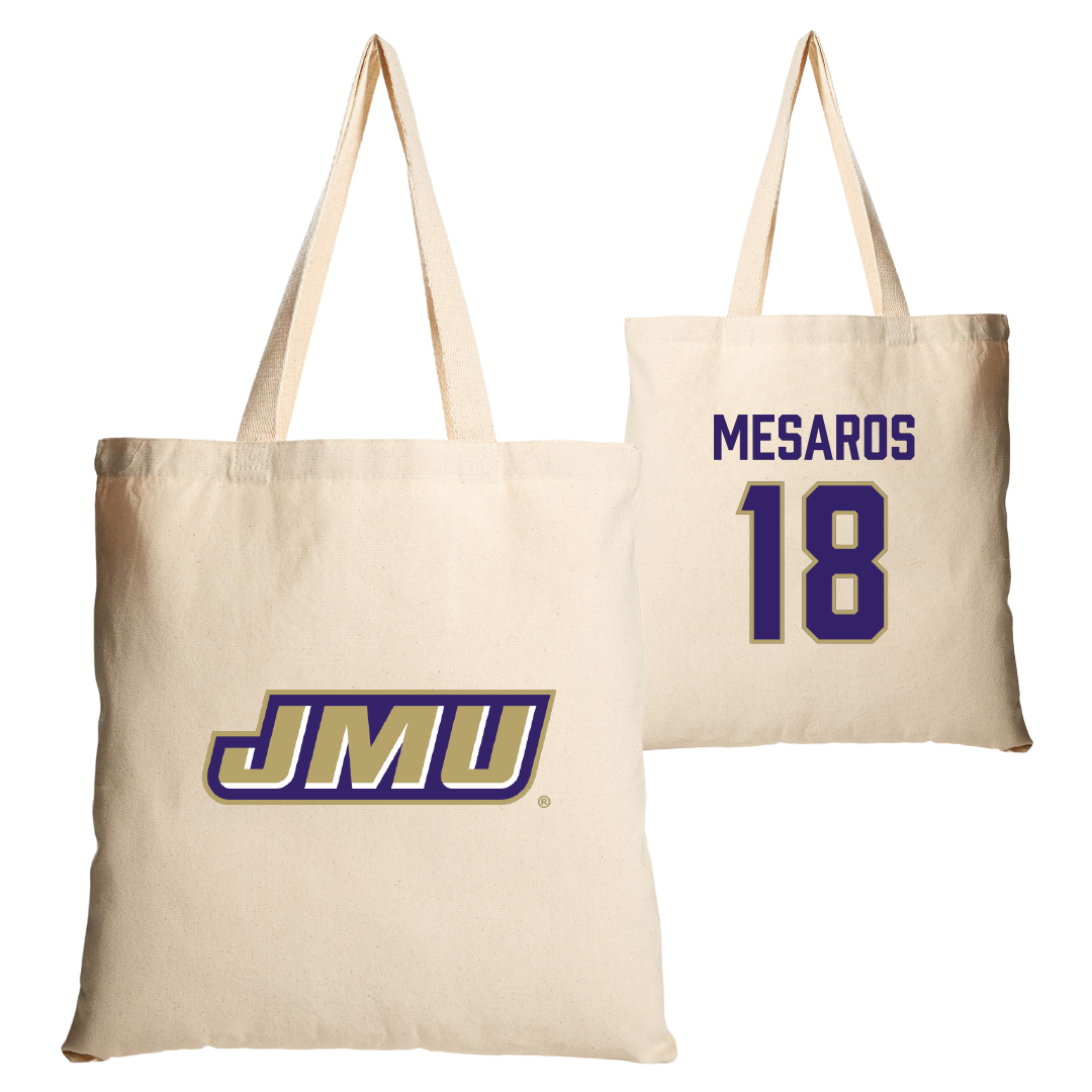 James Madison University Softball Tan Canvas Tote Bag - #18 Morgan Mesaros