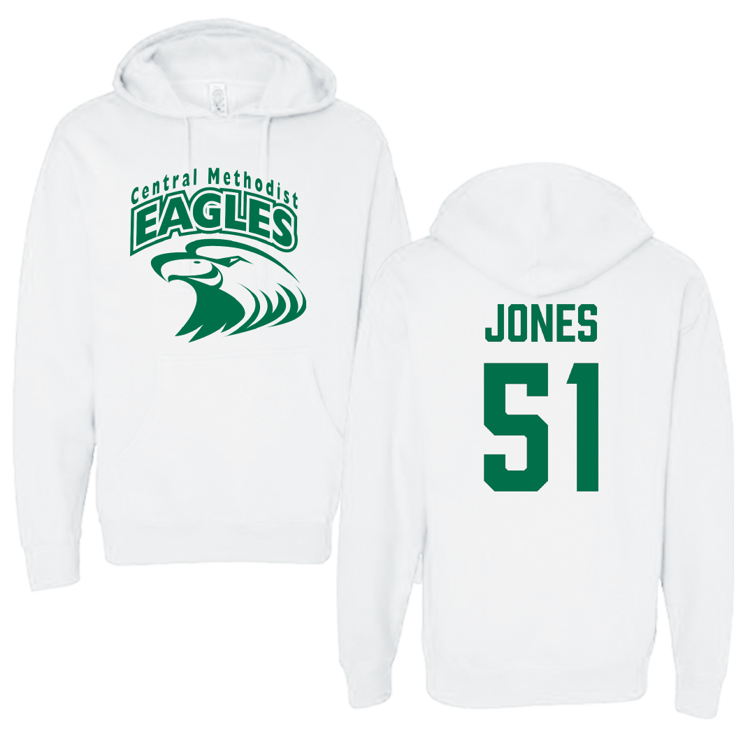 Central Methodist University Football White Hoodie - #51 Amari Jones