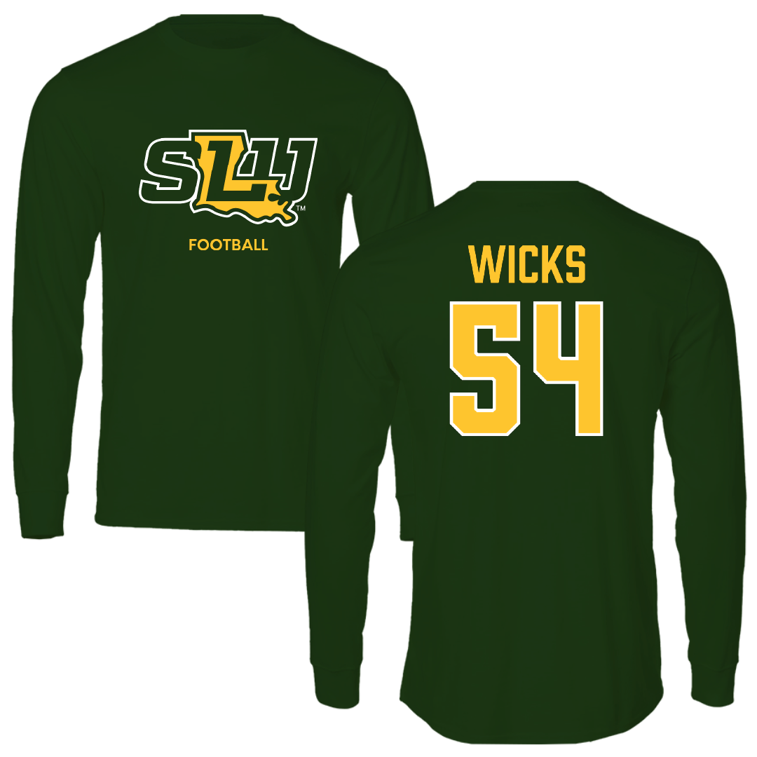 Southeastern Louisiana University Football Forest Green Long Sleeve - #54 Brockhim Wicks