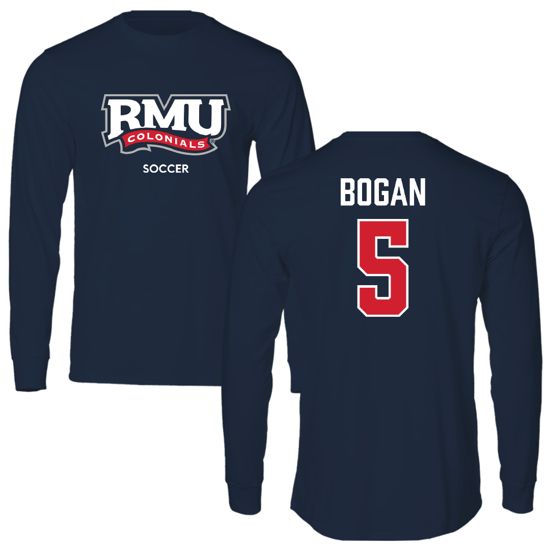 Robert Morris University Soccer (W) Navy RMU Long Sleeve - #5 Carson Bogan