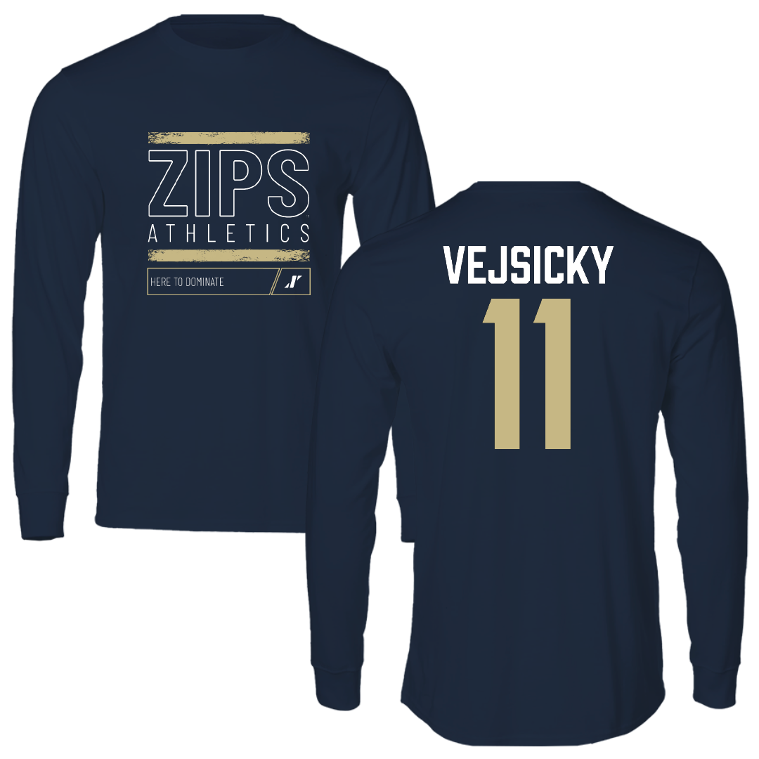 University of Akron Basketball Navy Dominate Performance Long Sleeve - #11 Maddie Vejsicky