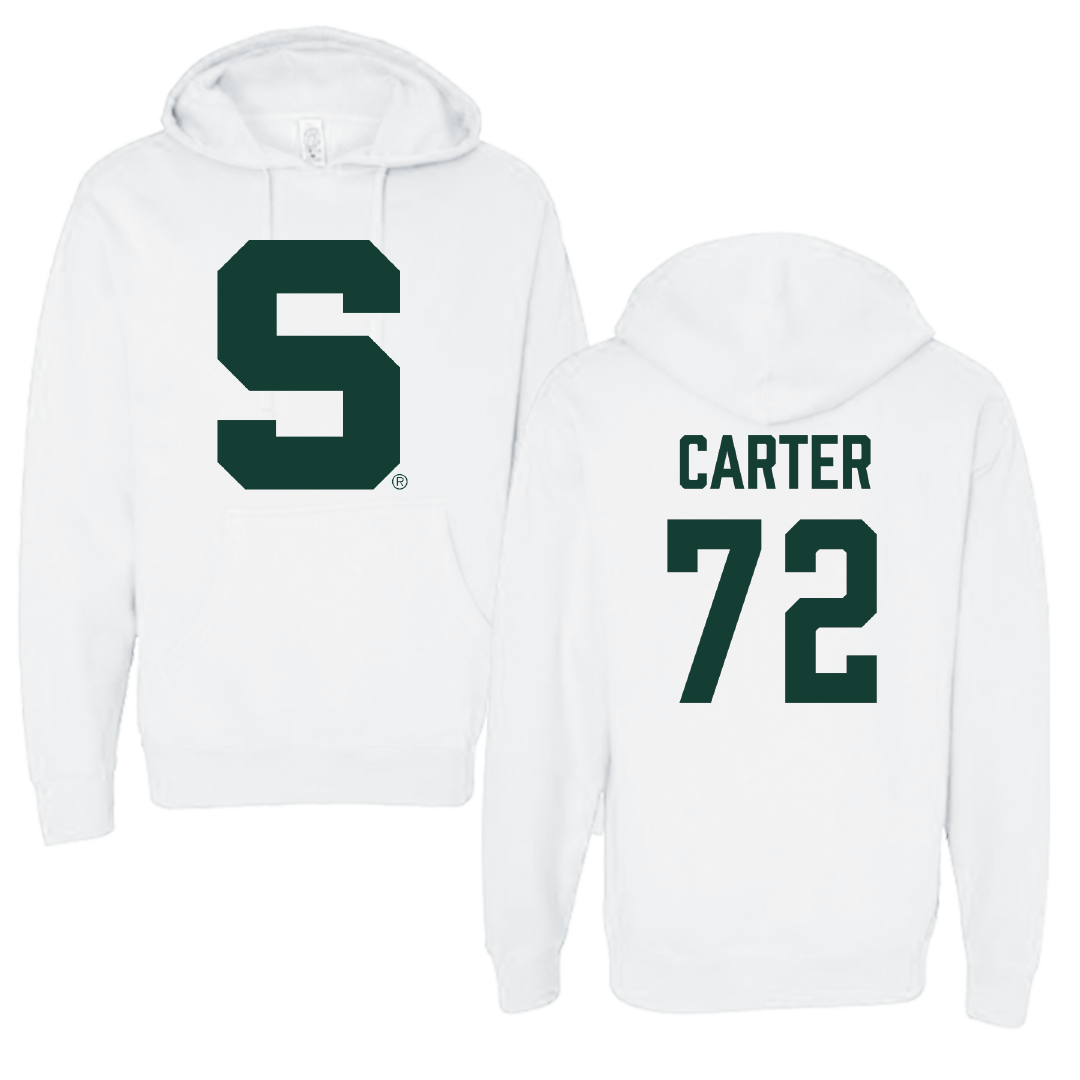 Michigan State University Football White Hoodie - #72 Caleb Carter