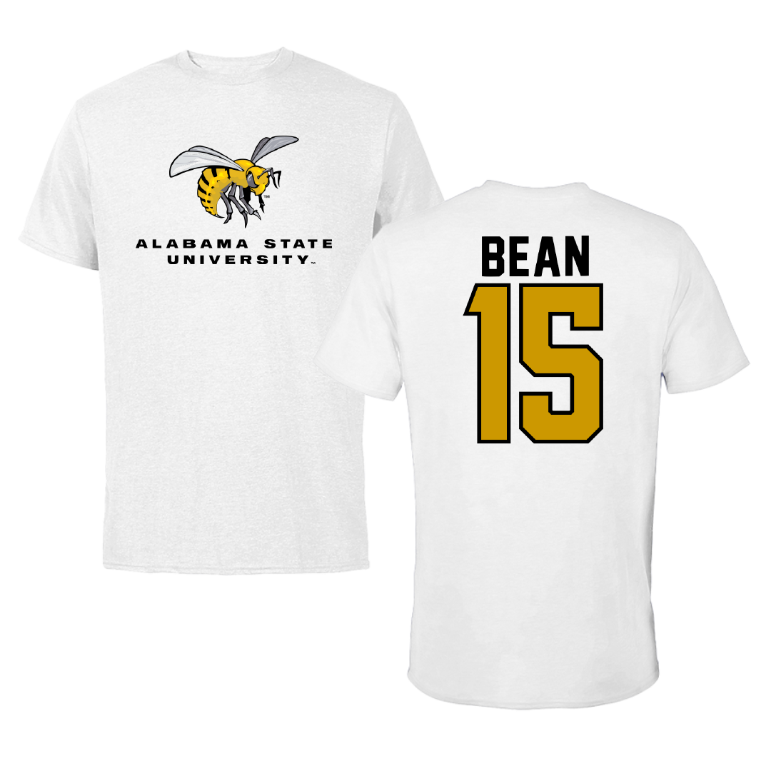 Alabama State University Football White Performance Tee - #15 Elijah Bean