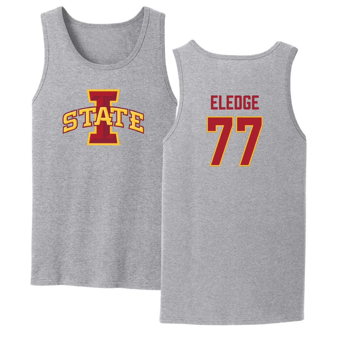 Iowa State University Football Sport Gray Tank Top - #77 Easton Eledge