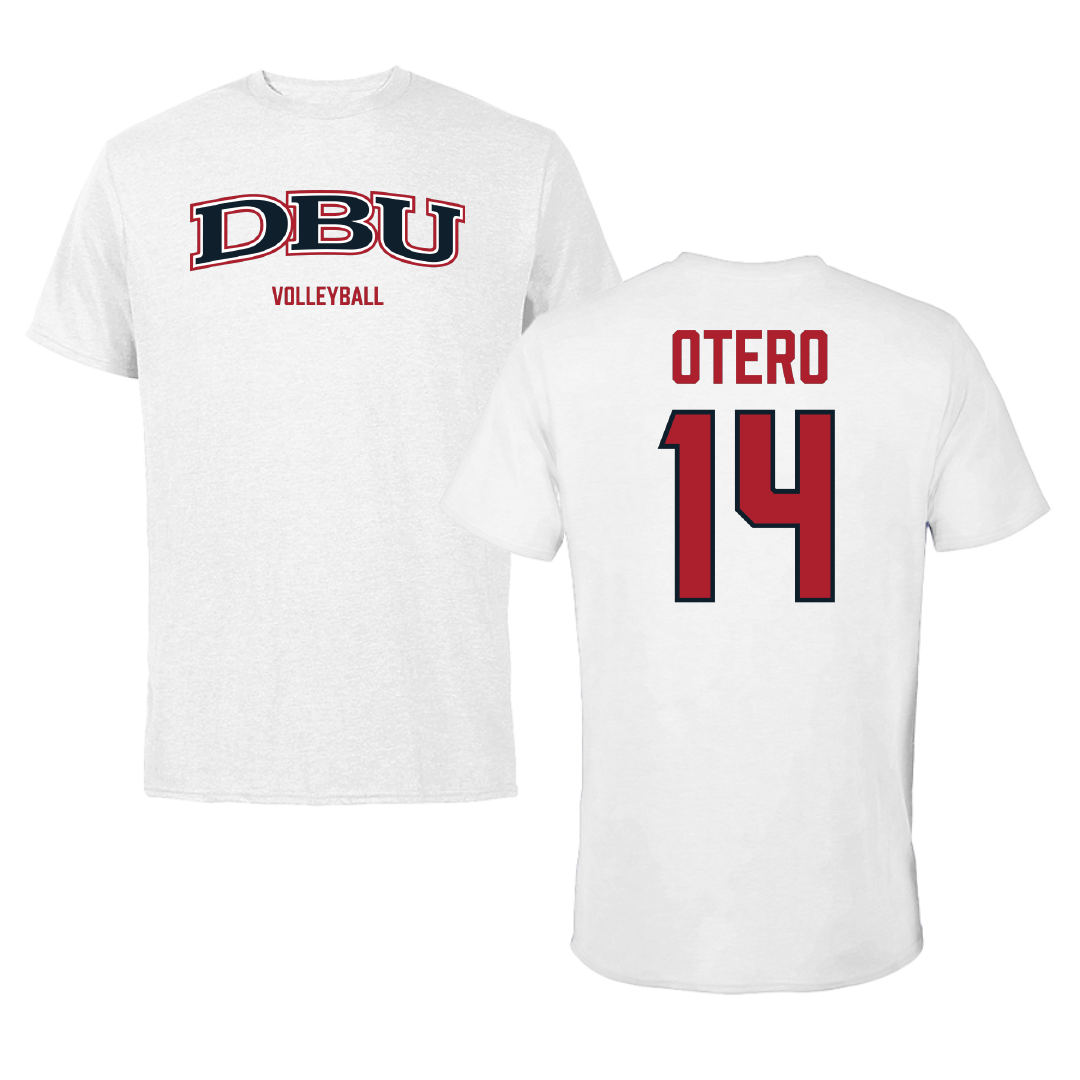 Dallas Baptist University Volleyball (W) White Tee - #14 Lindsey Otero