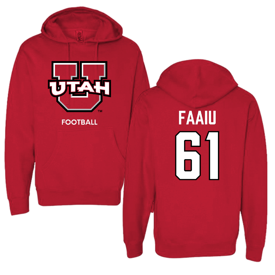 University of Utah Football Red Utes Hoodie - #61 Kolinu'u Faaiu