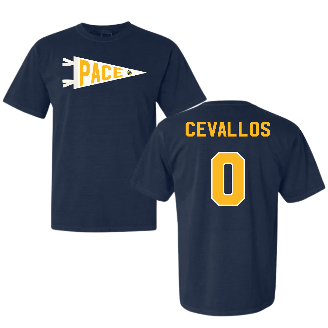 Pace University Basketball Navy Pennant Comfort Colors Tee - #0 Ciera Cevallos