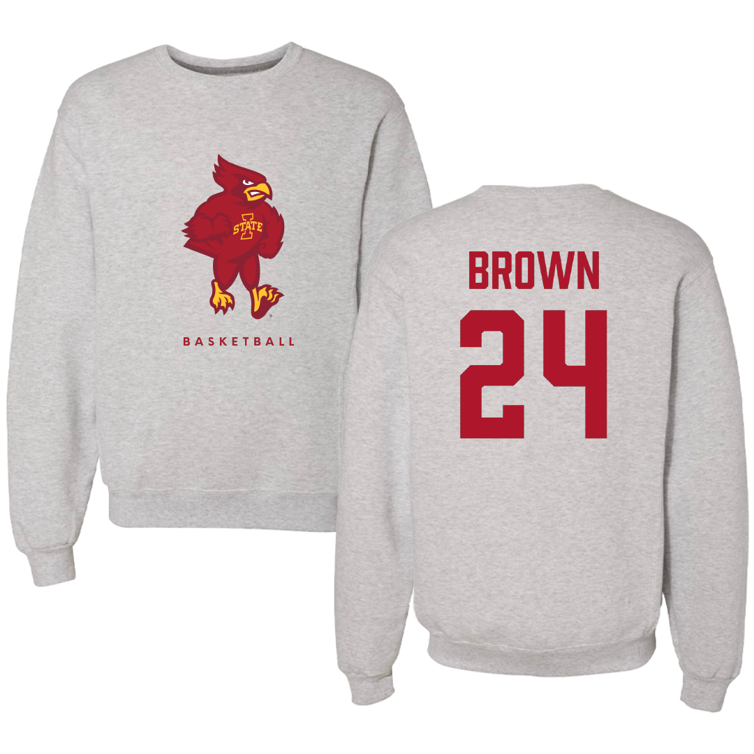 Iowa State University Basketball (W) Gray Crewneck - #24 Addy Brown