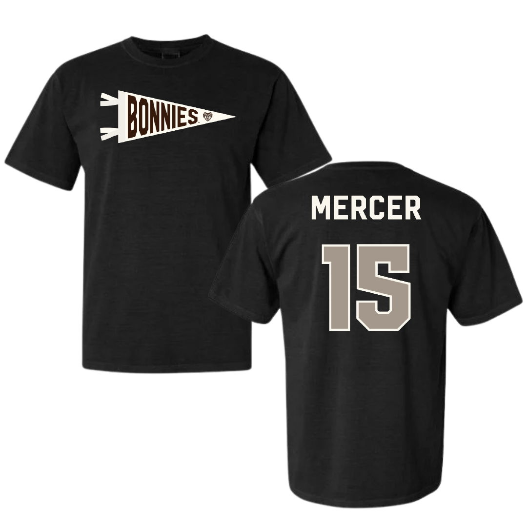 St. Bonaventure University Soccer Black Pennant Comfort Colors Tee - #15 Dean Mercer