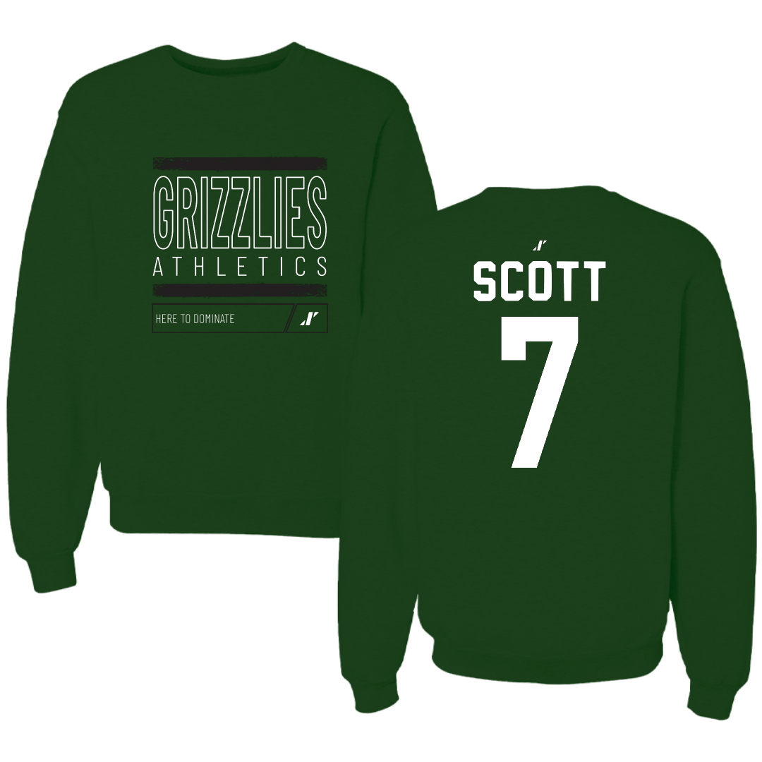 Adams State University Football Forest Green Dominate Crewneck - #7 Jalen Scott