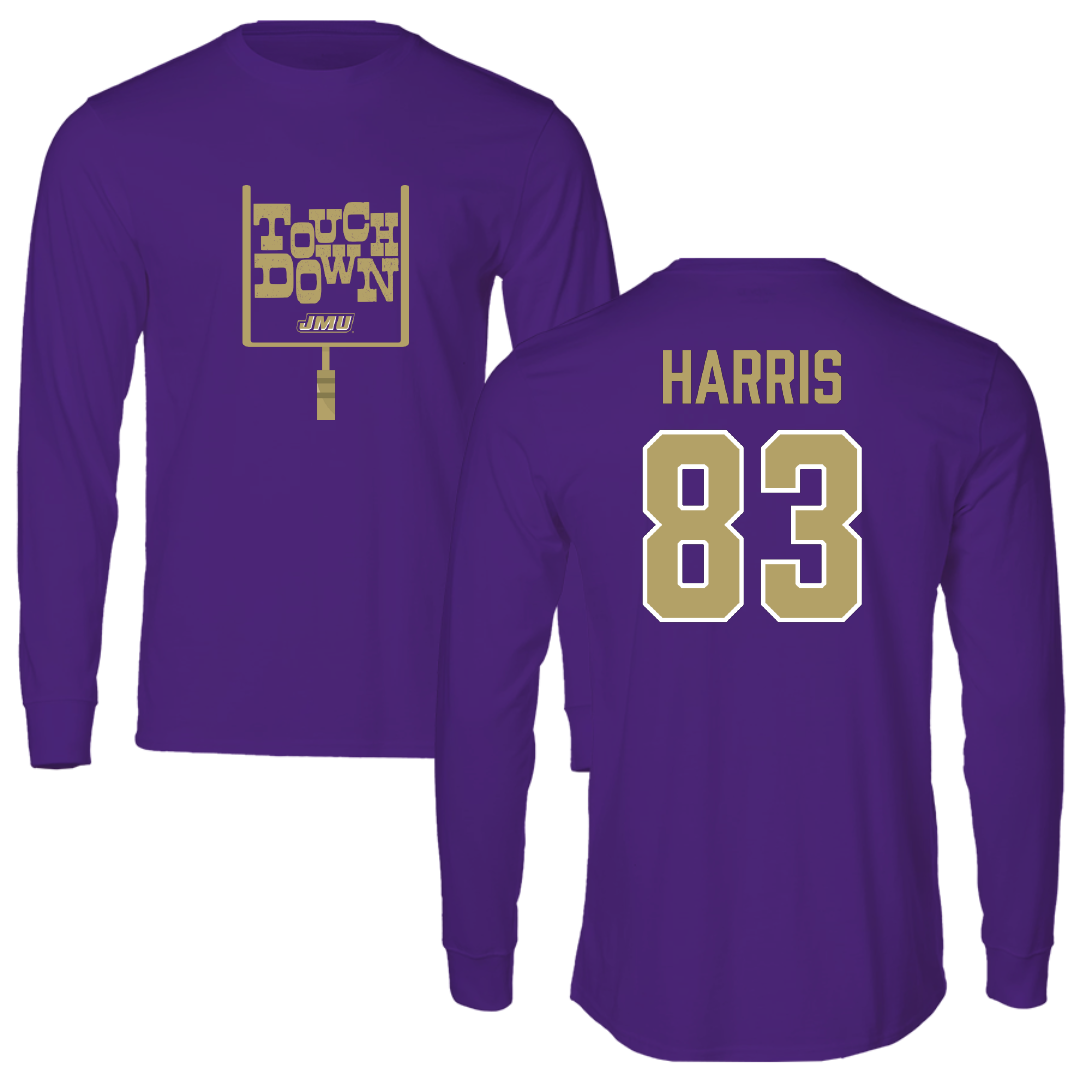 James Madison University Football Purple Touchdown Long Sleeve - #83 Erick Harris