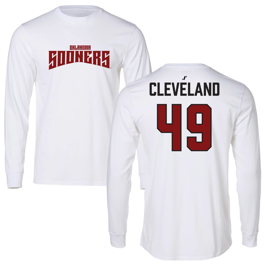University of Oklahoma Baseball White Classic Performance Long Sleeve - #49 Jackson Cleveland