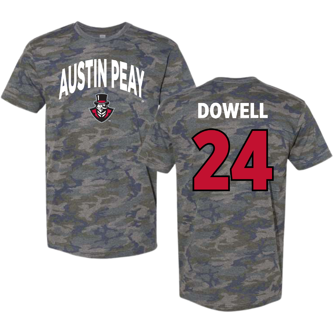 Austin Peay State University Football Vintage Camo Tee - #24 Malaki Dowell