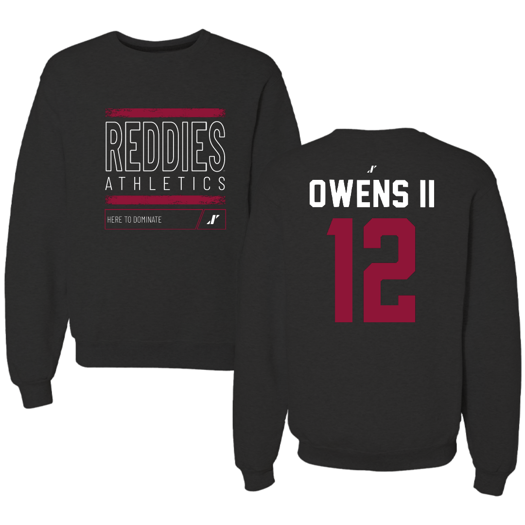 Henderson State University Football Black Dominate Crewneck - #12 Kirby Owens II