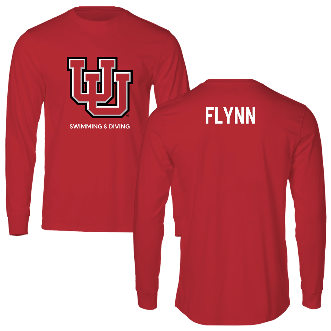 University of Utah Swimming & Diving Red Block Long Sleeve - Kelson Flynn