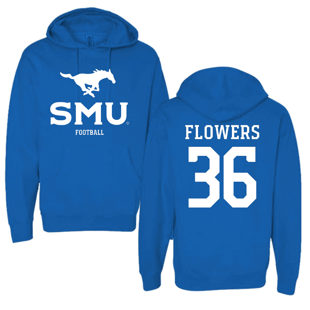 Southern Methodist University Football Blue Hoodie - #36 Braeden Flowers