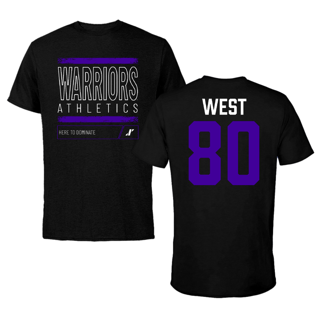 Winona State University Football Black Dominate Performance Tee - #80 Jaylen West