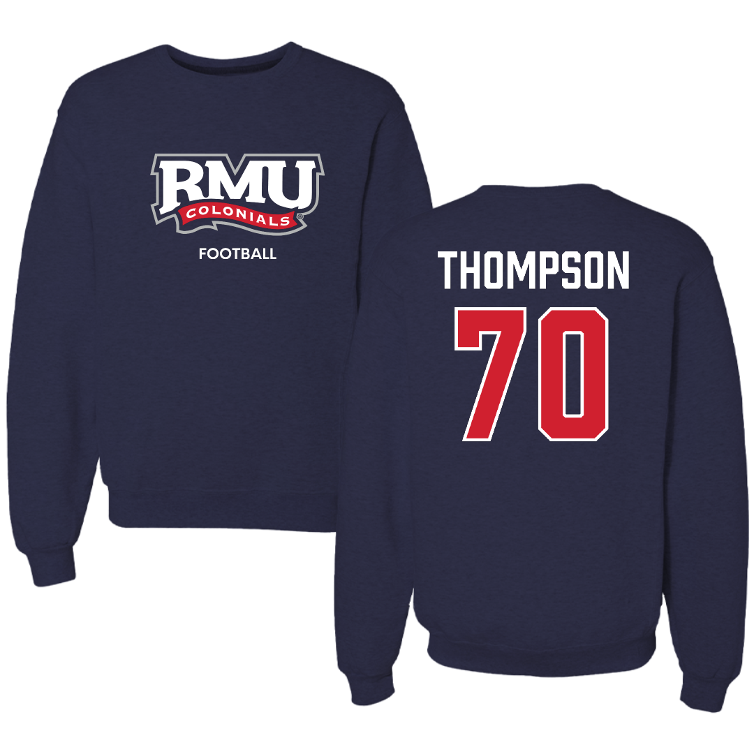 Robert Morris University Football Navy RMU Crewneck - #70 Dante Thompson