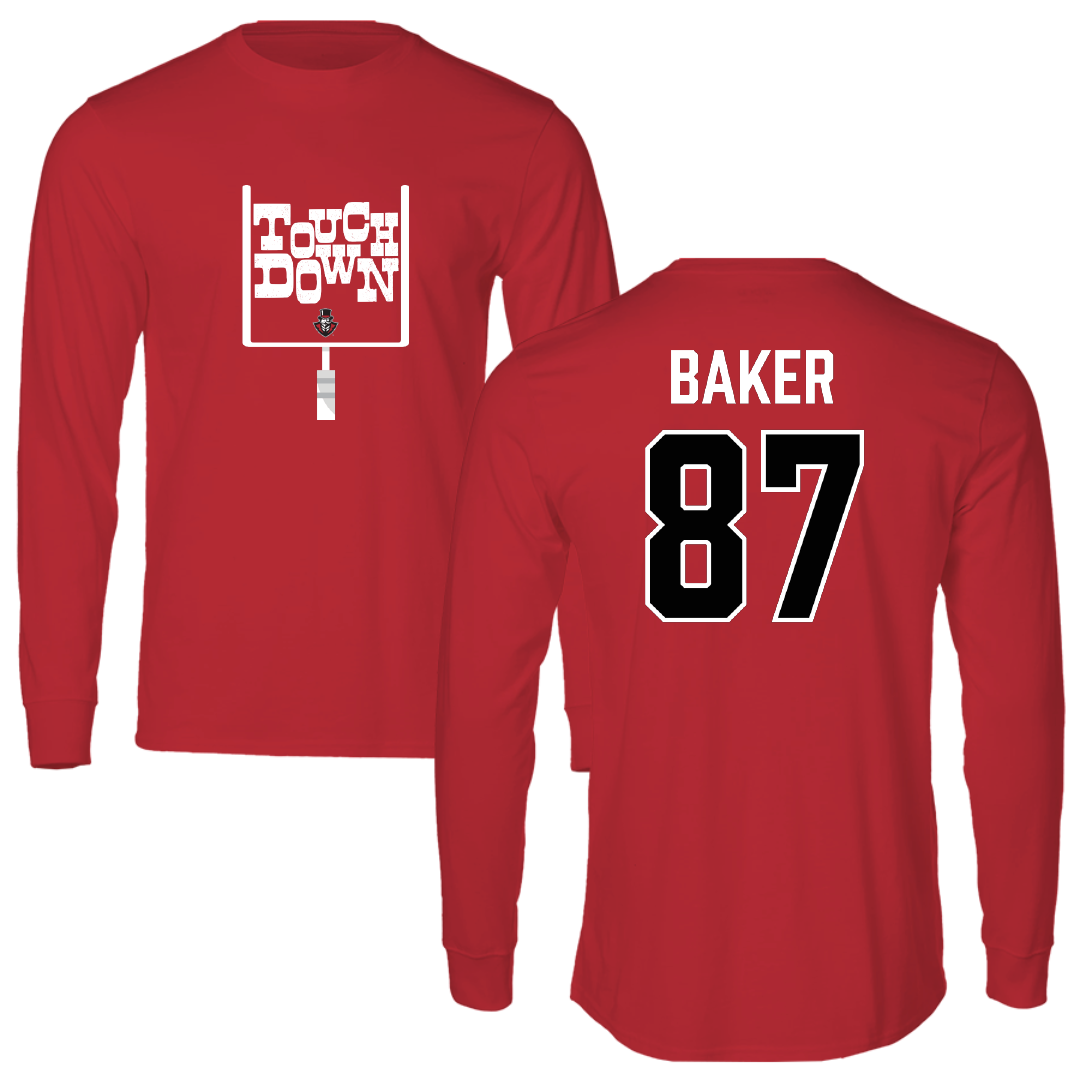 Austin Peay State University Football Red Touchdown Performance Long Sleeve - #87 Jack Baker
