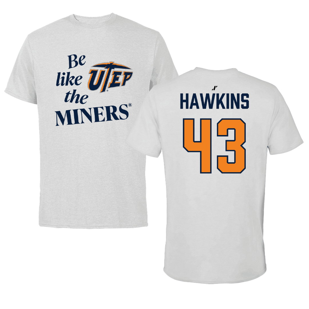 University of Texas at El Paso Football Light Gray Be Like Us Tee - #43 Garrett Hawkins