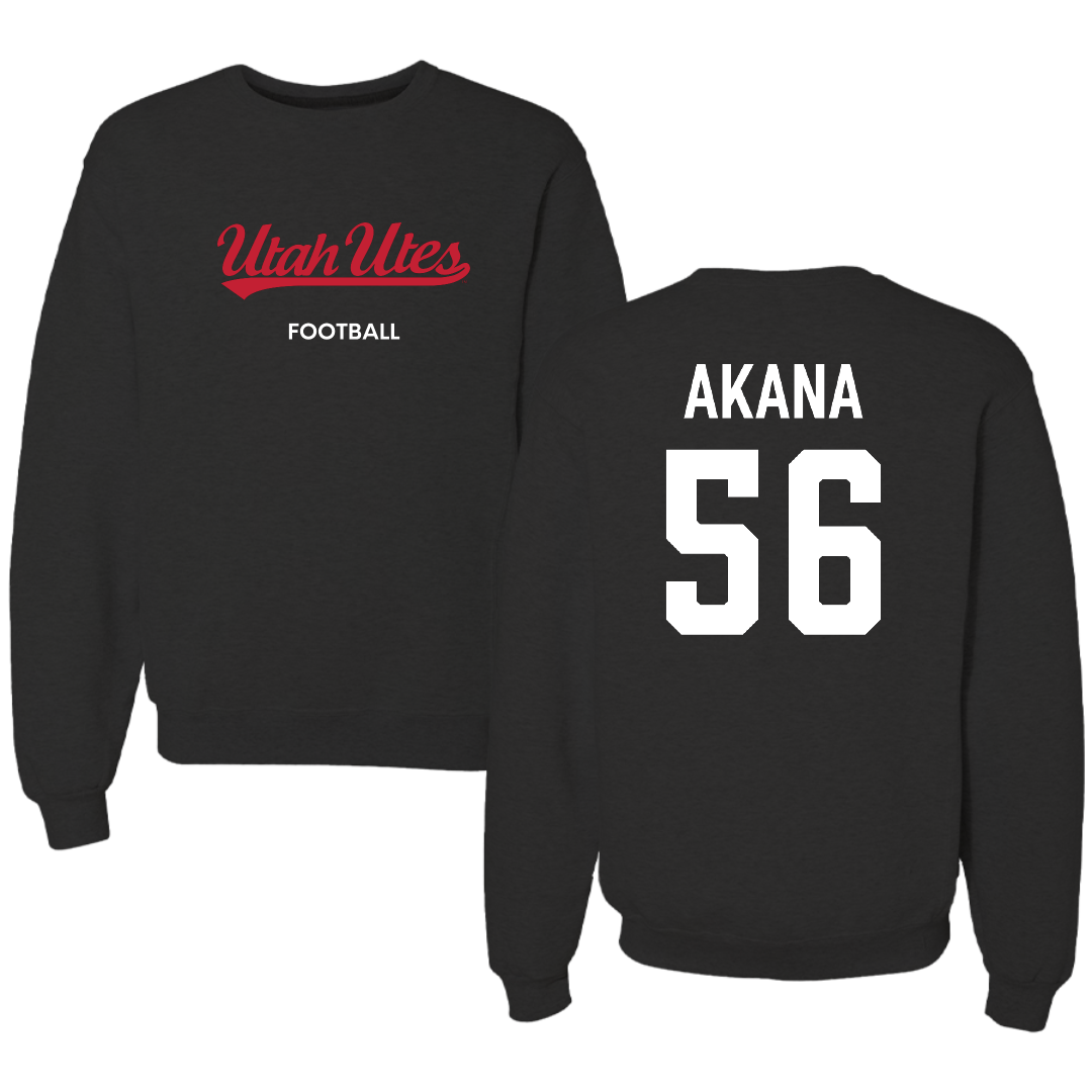 University of Utah Football Black Crewneck - #56 Ka'eo Akana