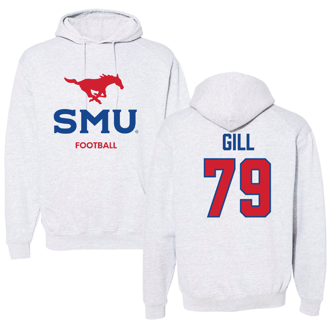 Southern Methodist University Football Light Gray Hoodie - #79 Reagan Gill