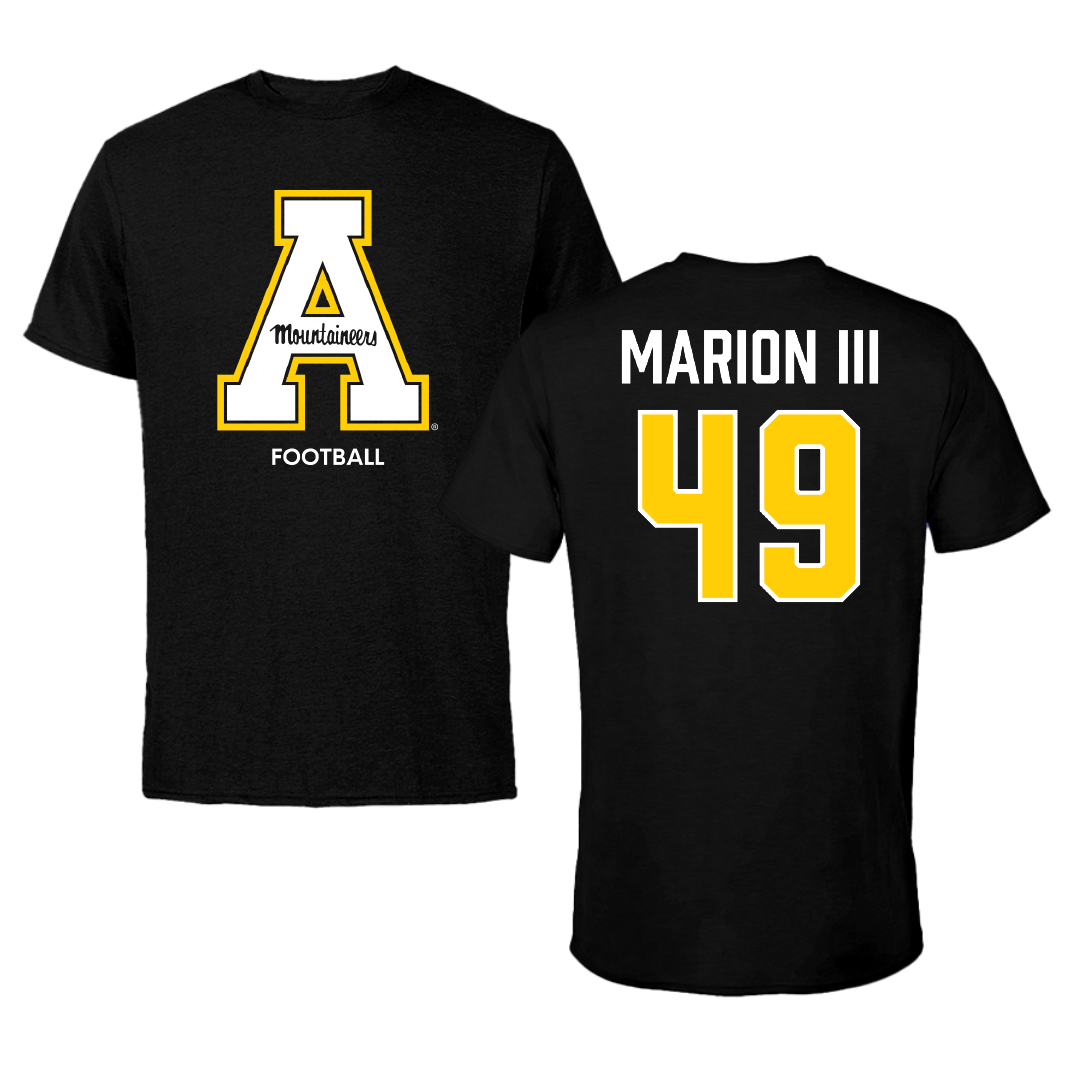 Appalachian State University Football Black Performance Tee - #49 Randy Marion III