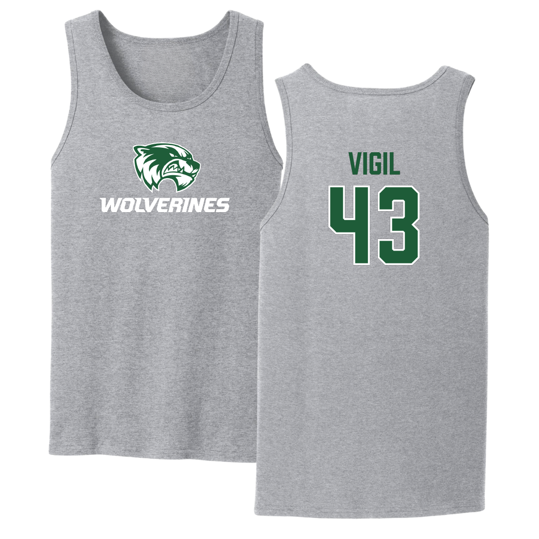 Utah Valley University Baseball Sport Gray Tank Top - #43 Jordan Vigil