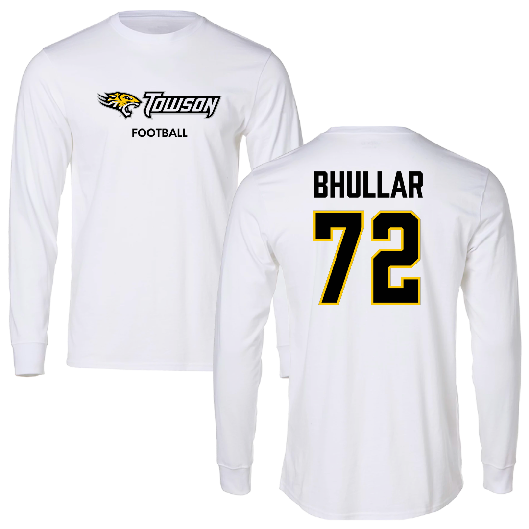 Towson University Football White Long Sleeve - #72 Sahil Bhullar